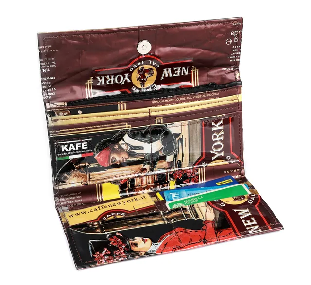 new-york-portafoglio-damen-geldb-rse-aus-kaffeeverpackung-made-in-italy image 1