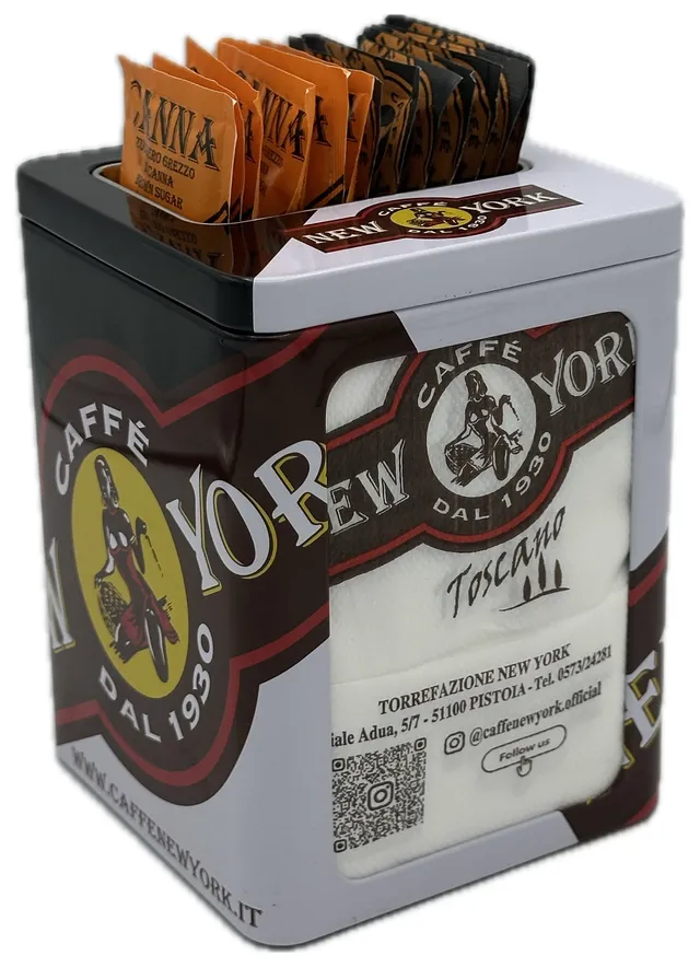 caff-new-york-servietten-und-zuckerspender-metall-wei-schwarz image 1