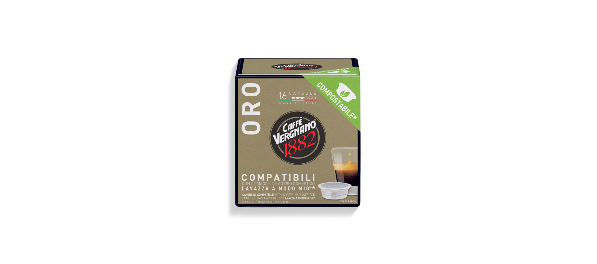 caff-vergnano-oro-arabica-16-kompostierbare-kapseln-f-r-lavazza-a-modo-mio image 1